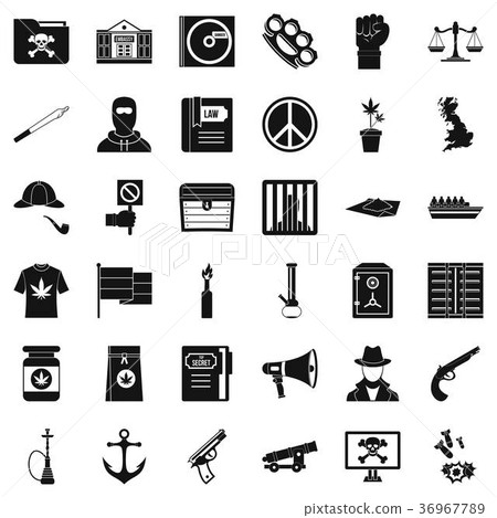 Computer crime icons set, simple style 36967789