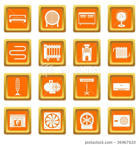 Heating cooling air icons set orange 36967820