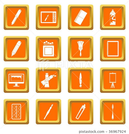 Design and drawing tools icons set orange Design and drawing tools icons set orange 36967924