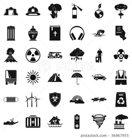Modern disaster icons set, simple style 36967955