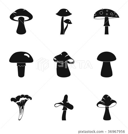 Mushroom icon set, simple style Mushroom icon set, simple style 36967956
