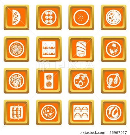 Japan food icons set orange 36967957