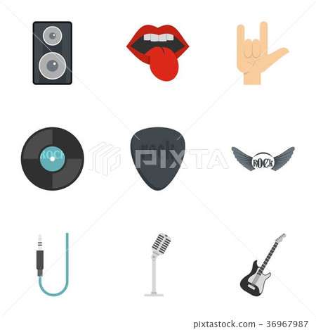 Rock icon set, flat style Rock icon set, flat style 36967987