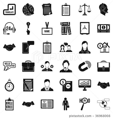 Office discussion icons set, simple style Office discussion icons set, simple style 36968008