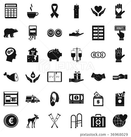 Donation in medicine icons set, simple style 36968029