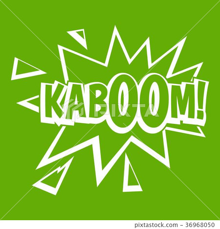 Kaboom, explosion icon green 36968050