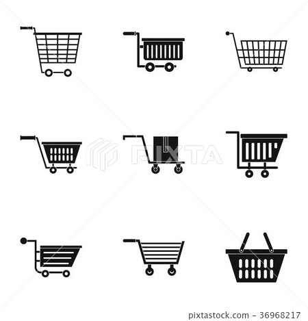 Wheel cart icon set, simple style 36968217