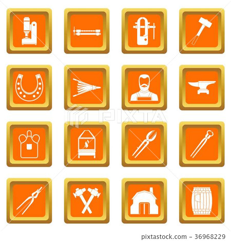 Blacksmith icons set orange Blacksmith icons set orange 36968229