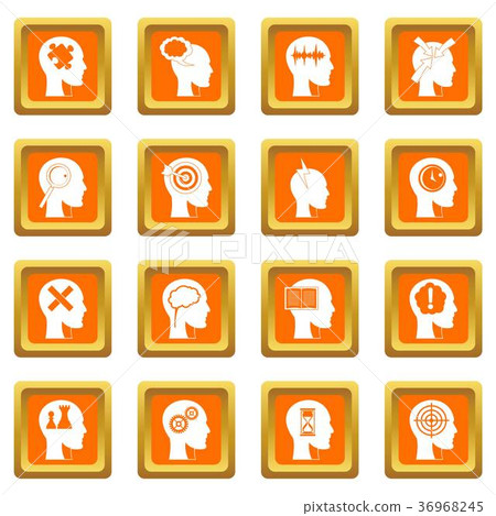 Head logos icons set orange Head logos icons set orange 36968245
