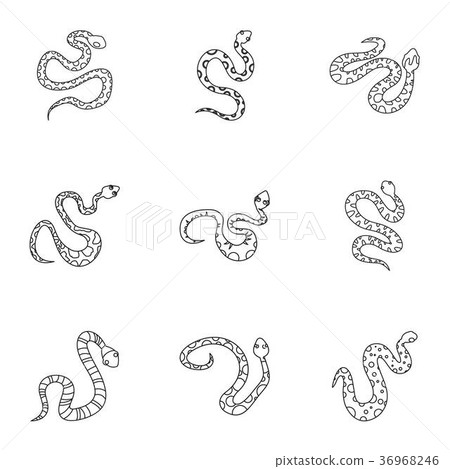 Snake icon set, outline style Snake icon set, outline style 36968246