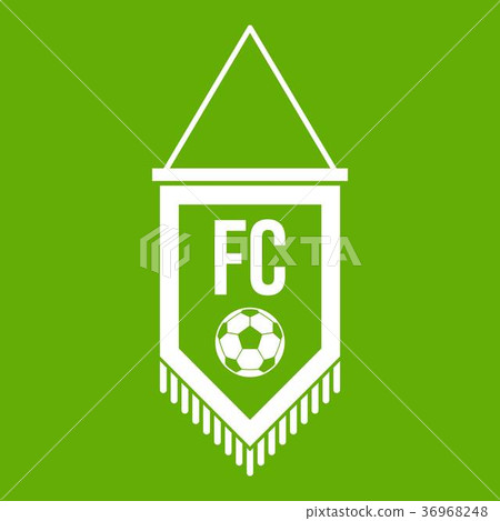 Pennant with soccer ball icon green 36968248
