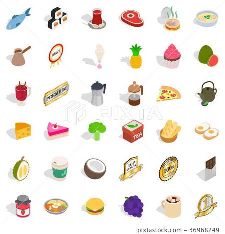 Tasty drink icons set, isometric style Tasty drink icons set, isometric style 36968249