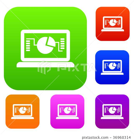 Laptop with business graph set collection Laptop with business graph set collection 36968314
