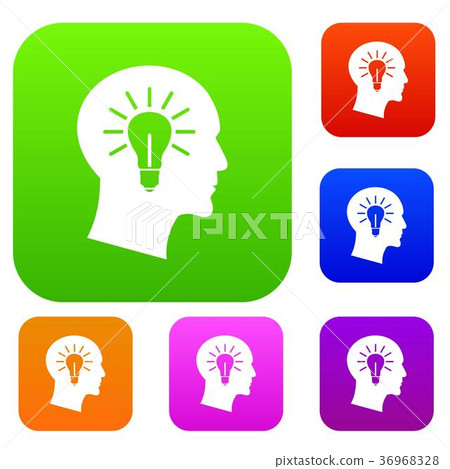Light bulb inside head set collection Light bulb inside head set collection 36968328