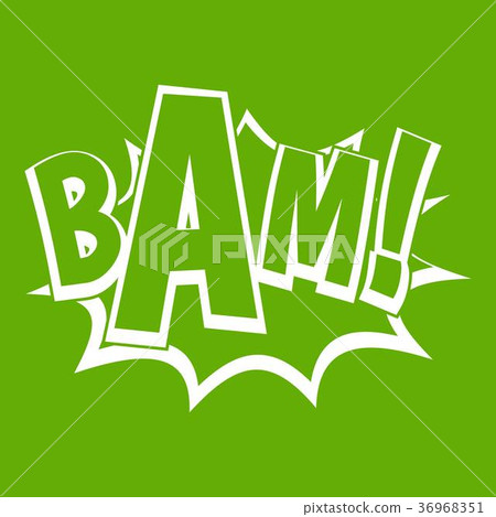 BAM, comic book bubble icon green 36968351