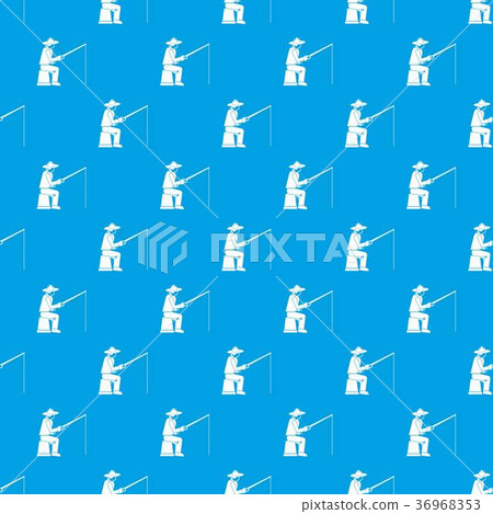 Fisherman with a fishing rod pattern seamless blue 36968353