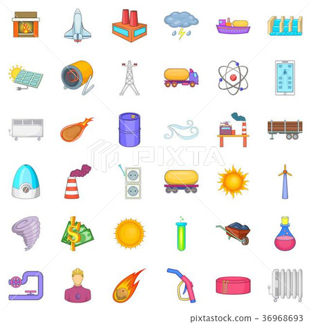 Save of energy icons set, cartoon style 36968693