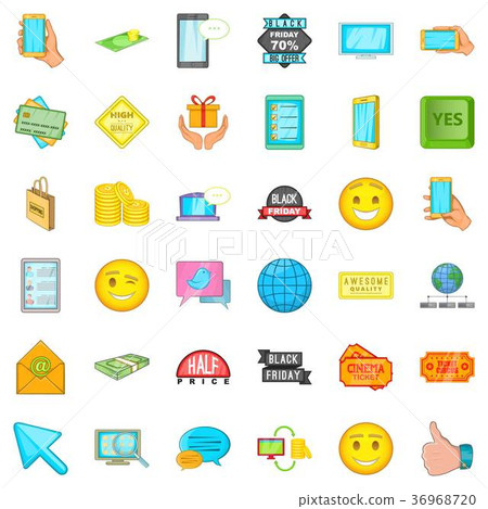 Online buying icons set, cartoon style 36968720