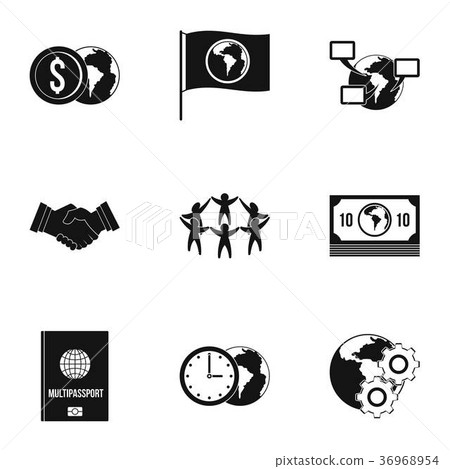 Global communication icon set, simple style Global communication icon set, simple style 36968954