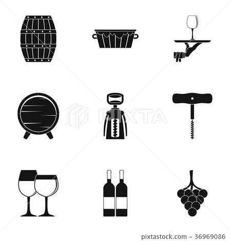 Wine production icon set, simple style Wine production icon set, simple style 36969086