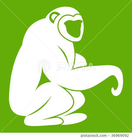 Monkey sitting icon green 36969092
