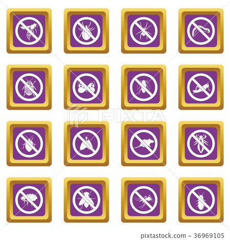 No insect sign icons set purple - Stock Illustration [36969105] - PIXTA