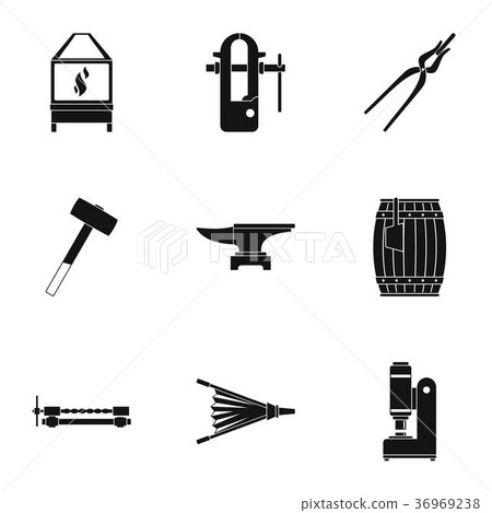 Blacksmith profession icon set, simple style Blacksmith profession icon set, simple style 36969238