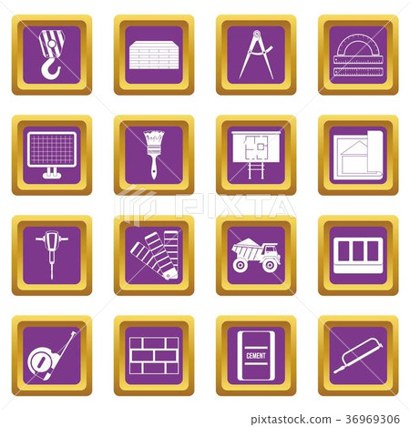 Construction icons set purple Construction icons set purple 36969306