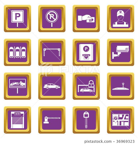 Car parking icons set purple 36969323