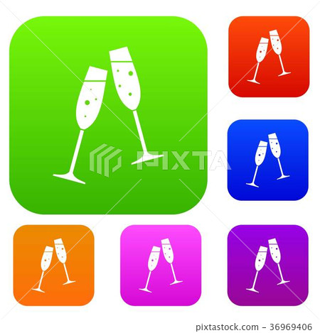 Two glasses of champagne set collection 36969406