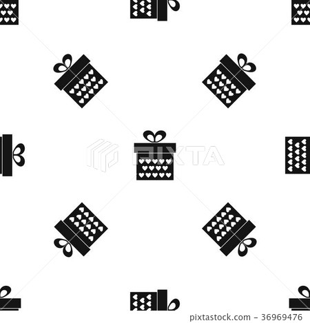 Gift box with ribbon bow pattern seamless black Gift box with ribbon bow pattern seamless black 36969476