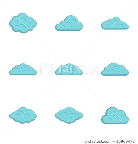 Tropical cloud icon set, flat style Tropical cloud icon set, flat style 36969478