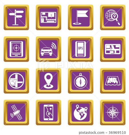 Navigation icons set purple 36969510