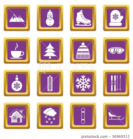 Winter icons set purple Winter icons set purple 36969511