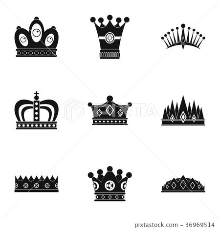 Nobility crown icon set, simple style 36969514