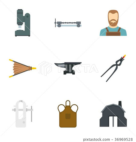 Blacksmith man icon set, flat style Blacksmith man icon set, flat style 36969528