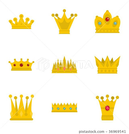 Majestic crown icon set, flat style Majestic crown icon set, flat style 36969541