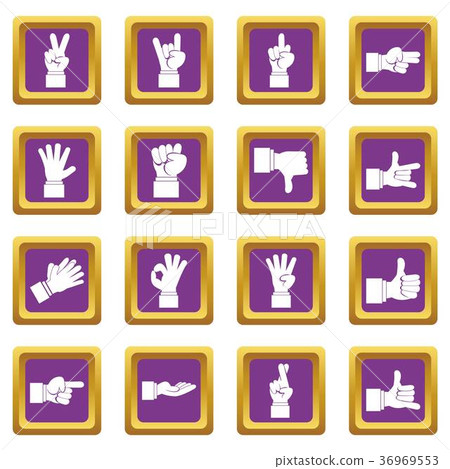 Hand gesture icons set purple Hand gesture icons set purple 36969553