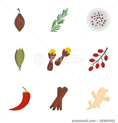 Condiment icon set, flat style 36969562