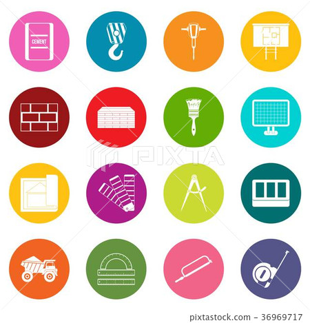 Construction icons many colors set - Stock Illustration [36969717] - PIXTA