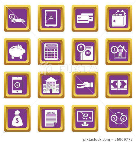 Credit icons set purple 36969772
