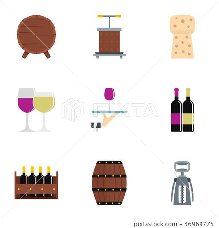 Wine company icon set, flat style 36969775