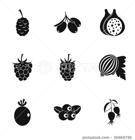 Eco berries icon set, simple style 36969780