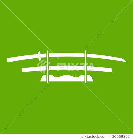 Katana, Japanese sword icon green Katana, Japanese sword icon green 36969802