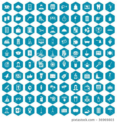 100 hotel services icons sapphirine violet 36969803