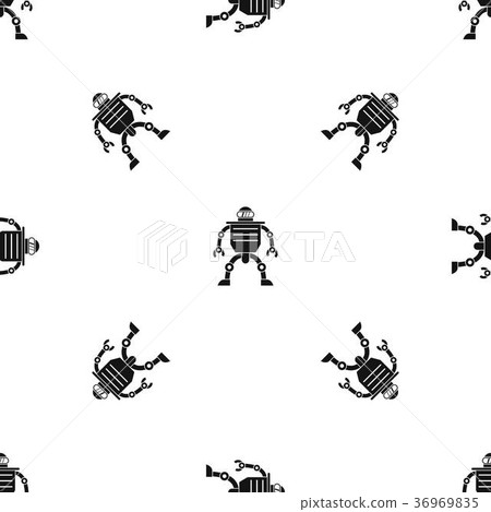 Humanoid robot pattern seamless black Humanoid robot pattern seamless black 36969835