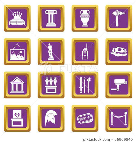 Museum icons set purple Museum icons set purple 36969840