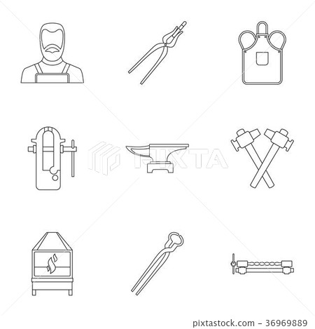 Blacksmith profession icon set, outline style Blacksmith profession icon set, outline style 36969889