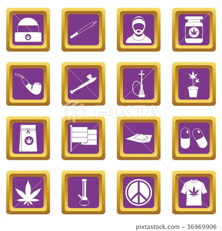 Rastafarian icons set purple 36969906