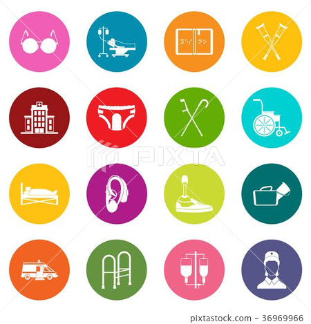 Disabled people care set, simple style Disabled people care set, simple style 36969966